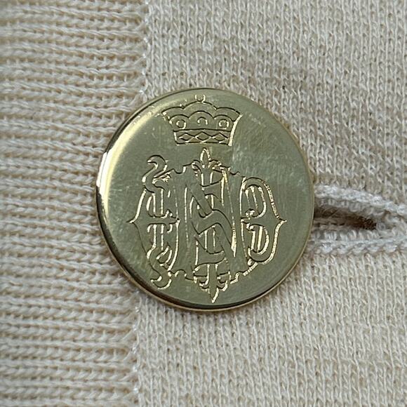 St Croix Knits Cardigan Sweater Mens 2XL Beige 100% Merino Wool Gold Buttons USA - Picture 5 of 14